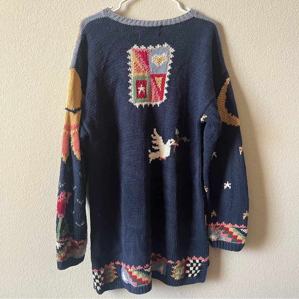 Northern Isles Hand Knit Vintage Cottagecore Chunky Oversized Crewneck Sweater L - Picture 3 of 8